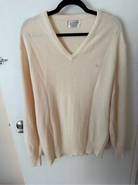 Vintage men’s Dior V-Neck Sweater in Soft Cream XL
